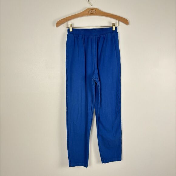 VTG The La Costa Spa Blue Cotton Pull On Pants Tapered Straight Pockets Small - Picture 1 of 6